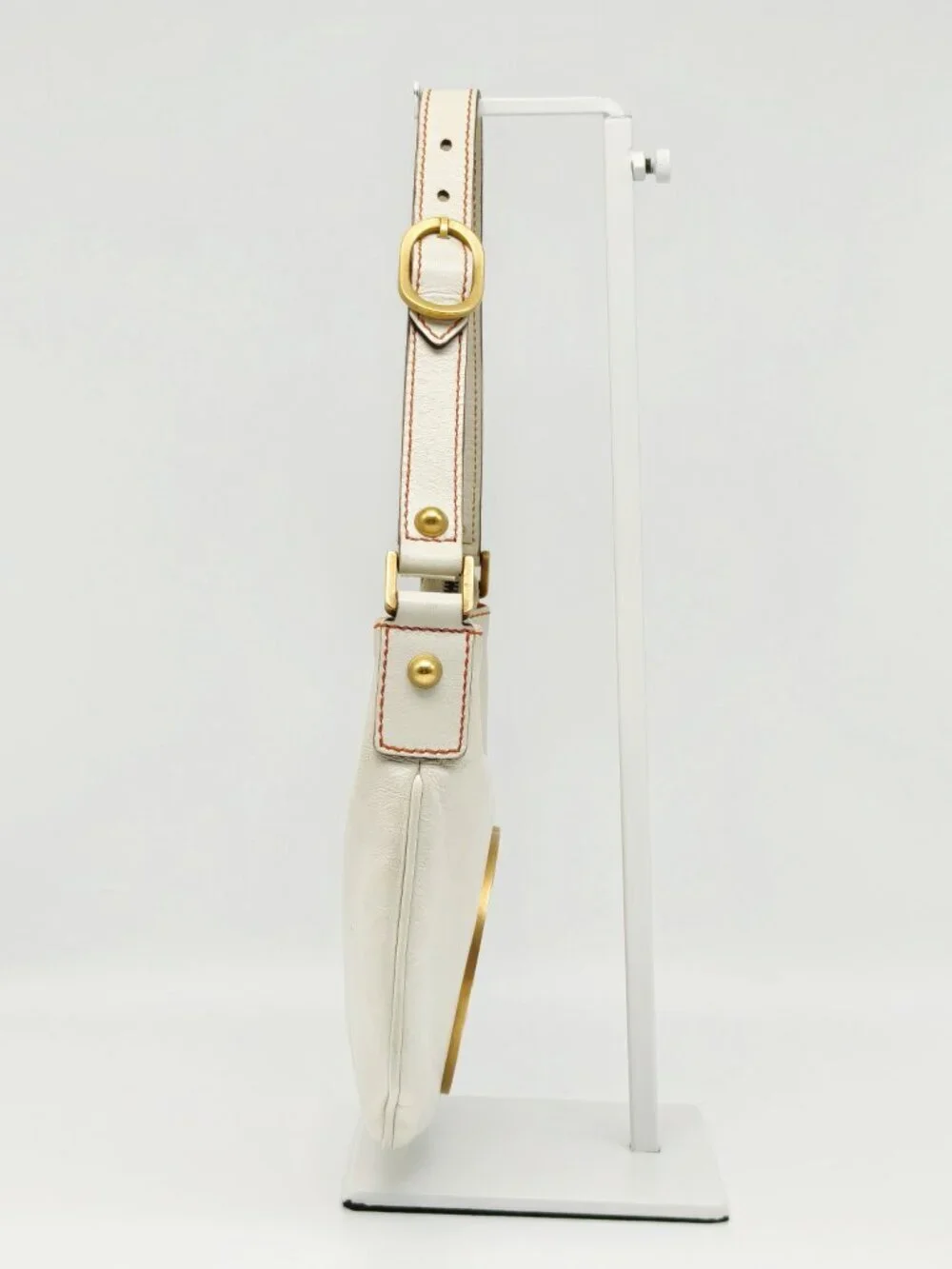 Gucci Britt Leather Hobo Bag Ivory GG Logo Gold Hardware Vintage Shoulder Bag